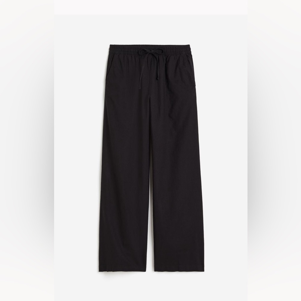 Black linen drawstring pants beachy summer wear